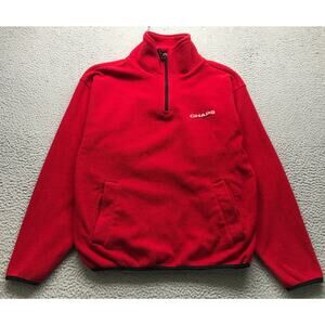 Vintage Chaps Ralph Lauren Fleece 1/4 Zip Pullover Sweater Men Medium M Logo Red